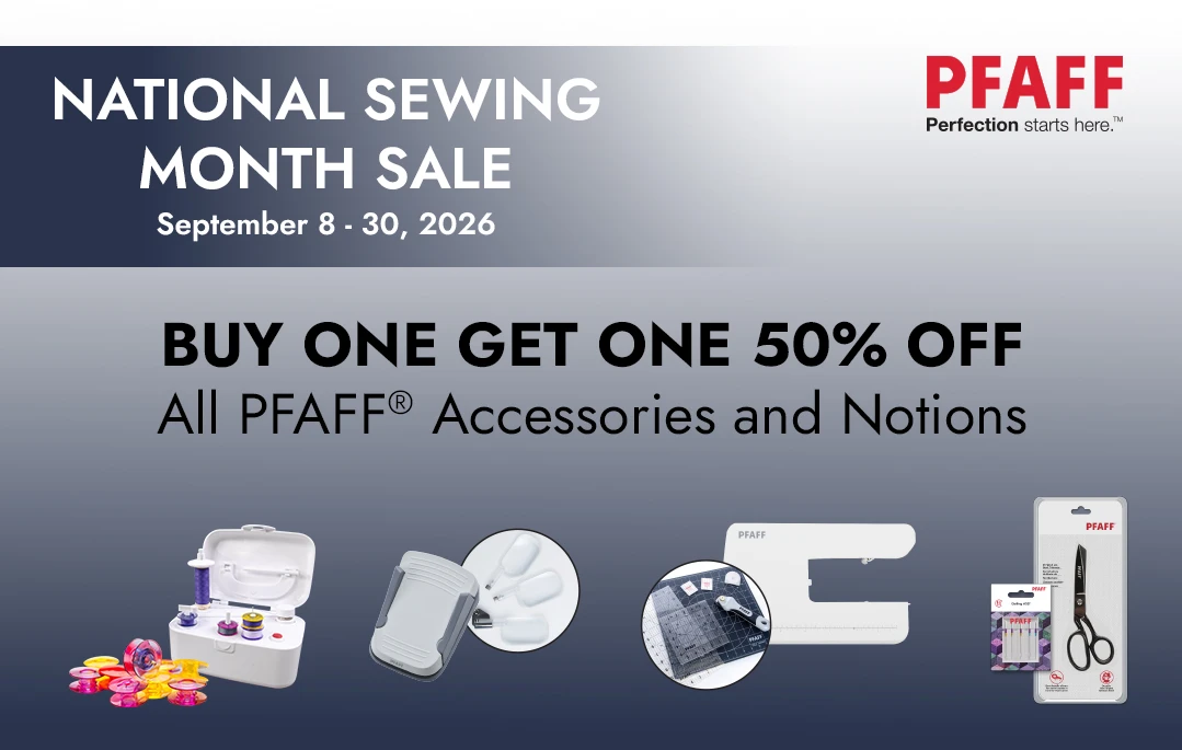 Flyer for Pfaff National Sewing Month September 2026.