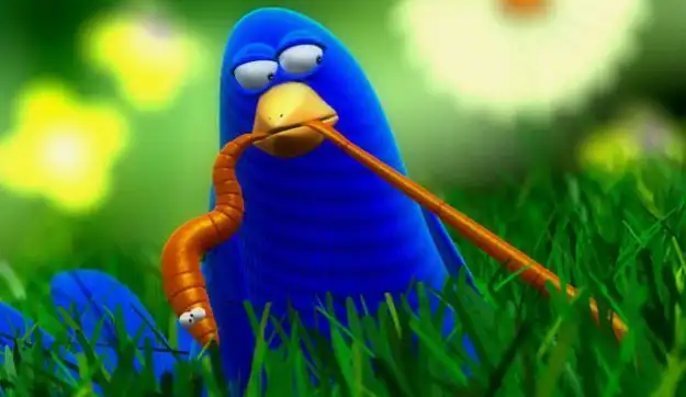 Early Bird Gets the worm. bird catching a worm.