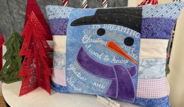holiday snowman pillow.